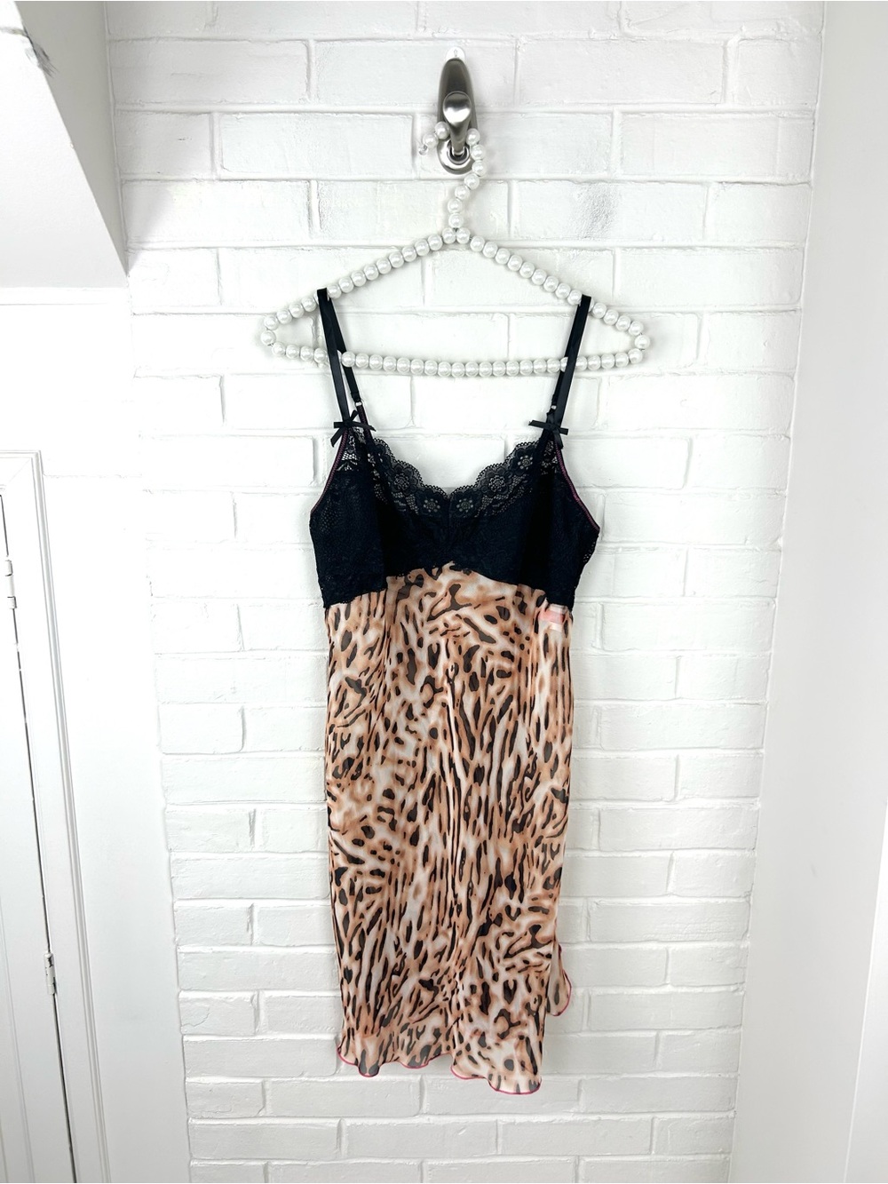 Vintage 90s Y2K Josie Natori Animal Print Slip Lingerie Dress Size M - Picture 1 of 10